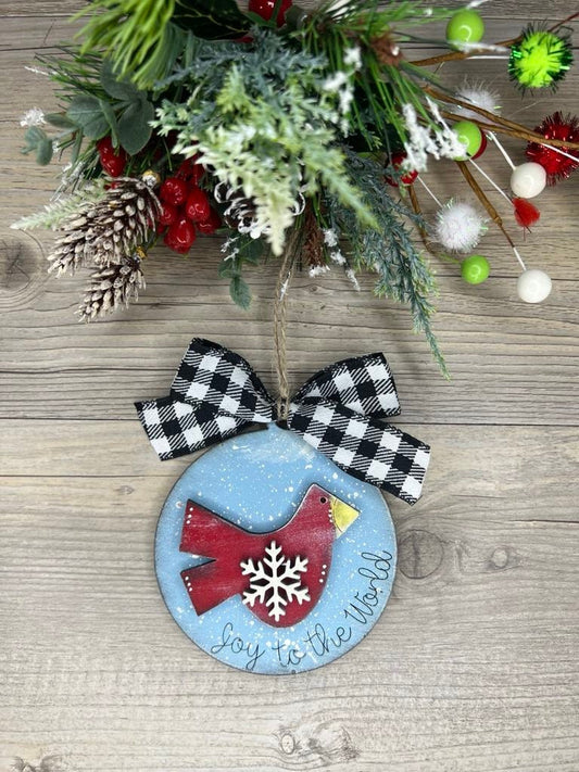 Joy to the World Ornament -Happy Holidays 2024- Christmas ornaments- Cardinal Ornament