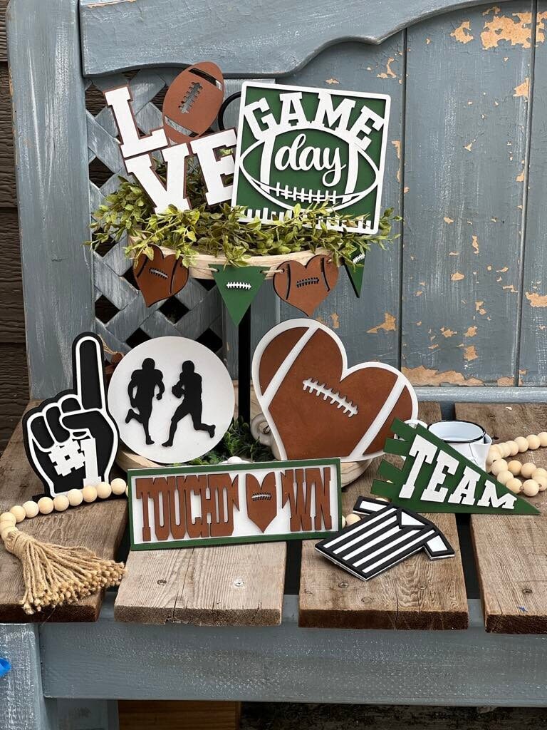 Football themed Tiered Tray Decor-Football Decor-Football Season Decor