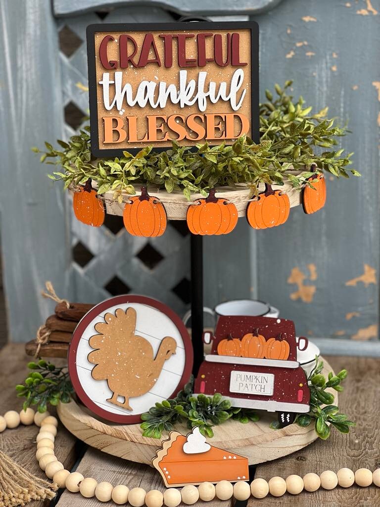 HFarmhouse Fall Tiered Tray Decor Complete Set-Fall Tiered Tray Decor-Fall decorations