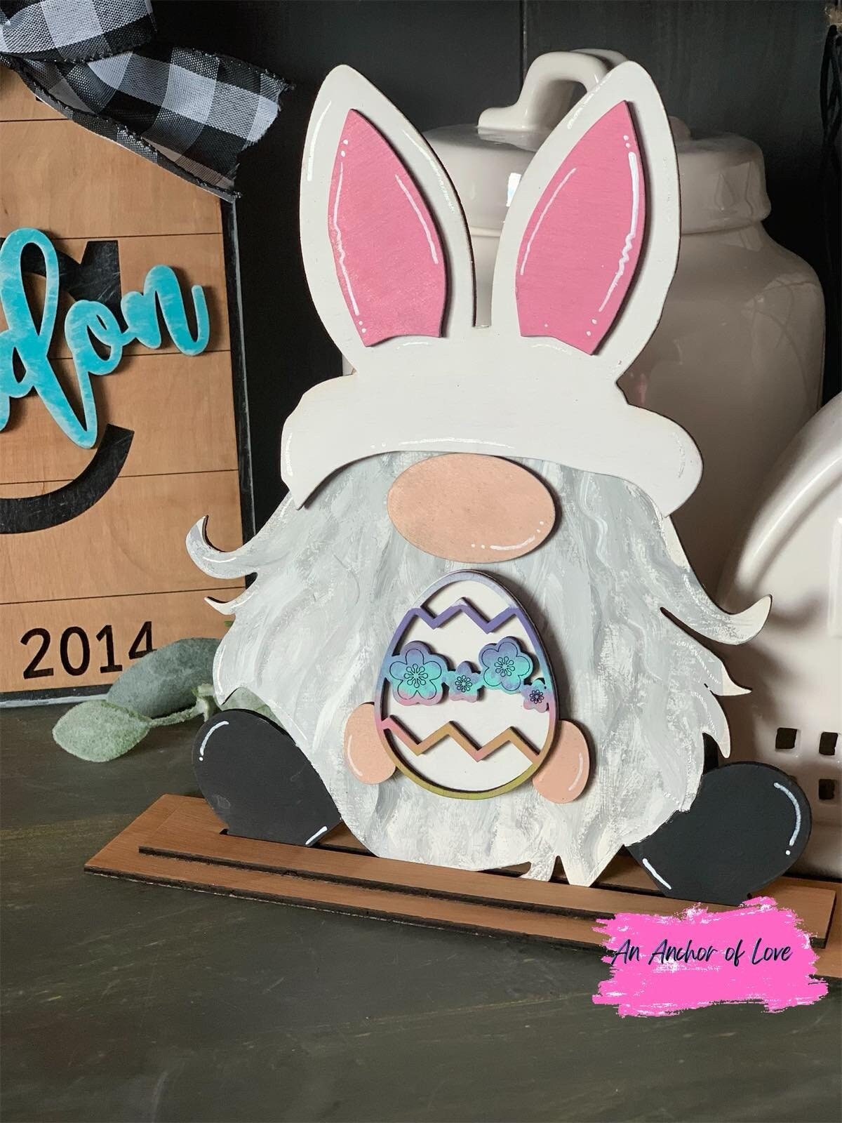 Standing Easter Bunny Gnome- Standing gnome sign- Easter Bunny- Male Gnome