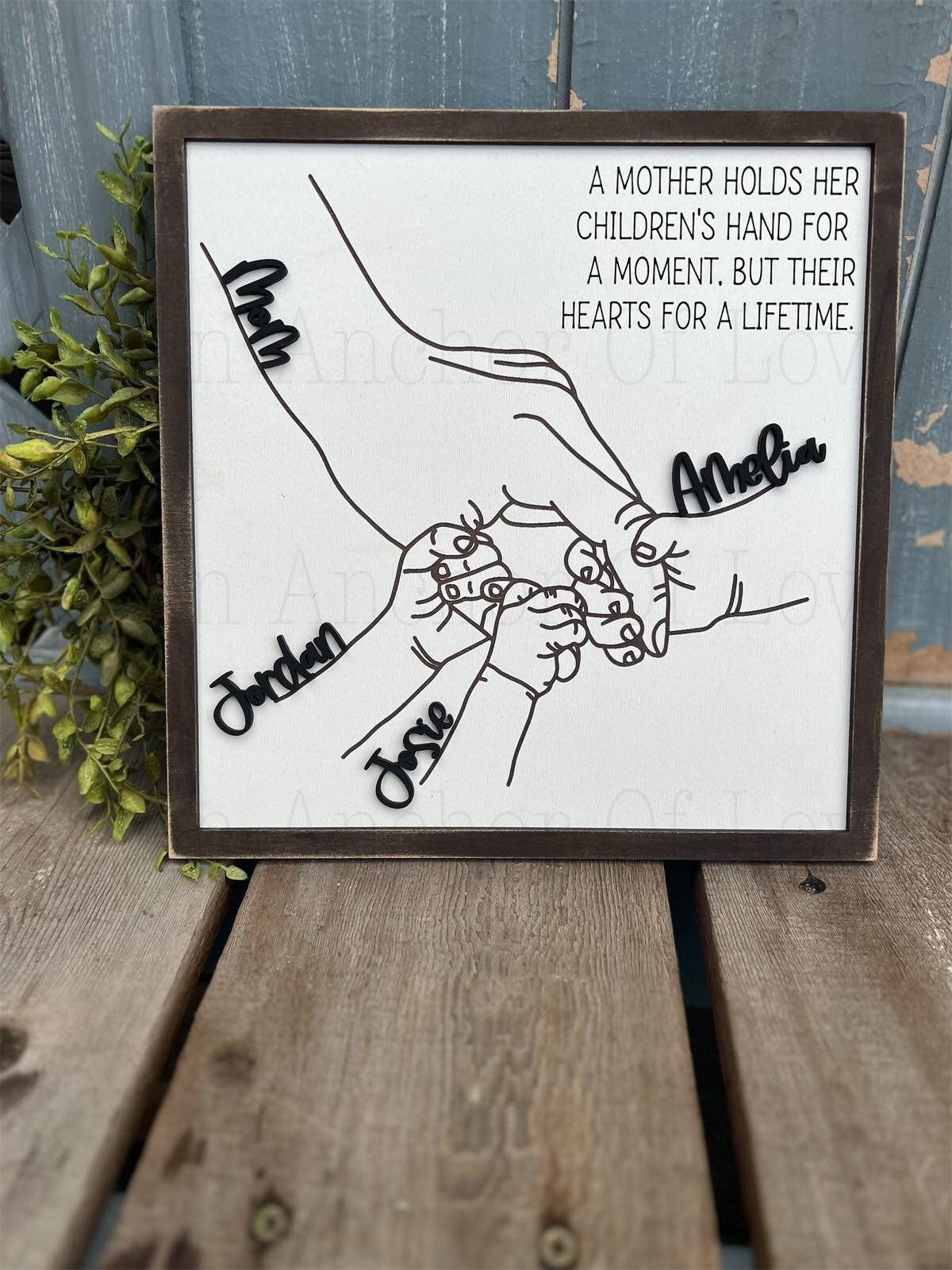 Mothers Day Gift, Gift for mom from Kids, Personalized mothers day sign, Hand Holding Sign, Mother's Day Sign/Custom Engraved Sign