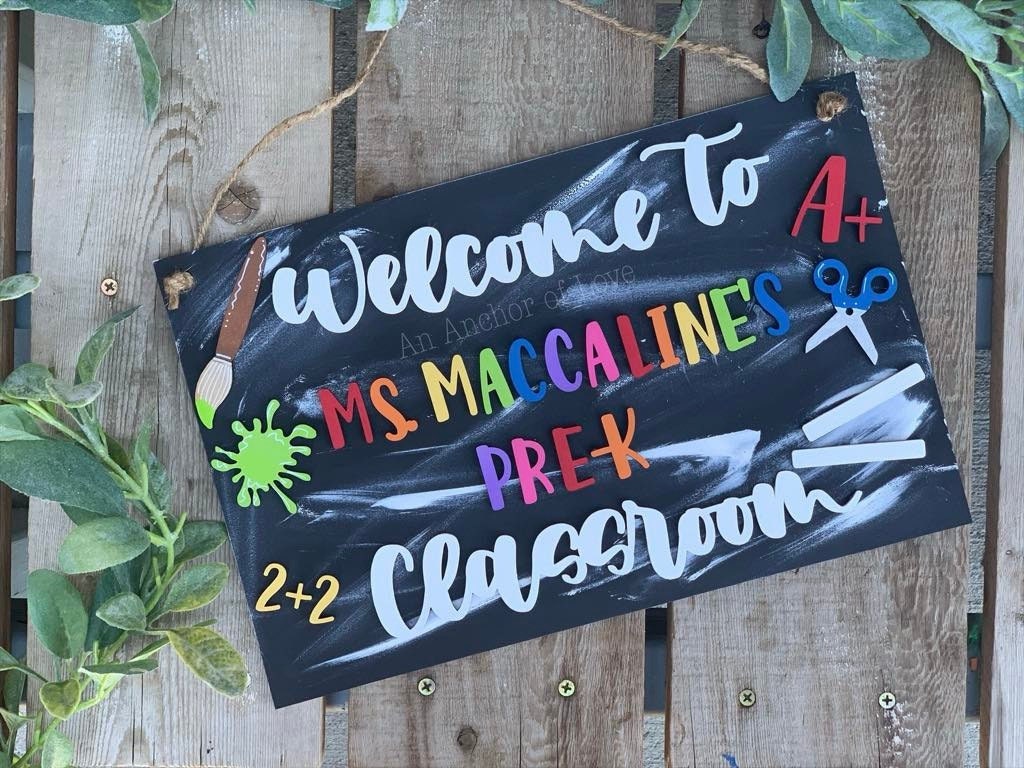 Chalkboard themed personalize classroom sign-great teacher gift-preschool teacher gift-k-6th grade teacher gift- teacher appreciation gift