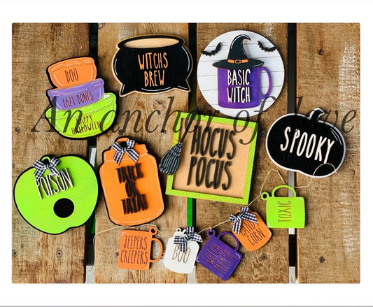 Rae Dunn inspired Halloween tiered tray decor
