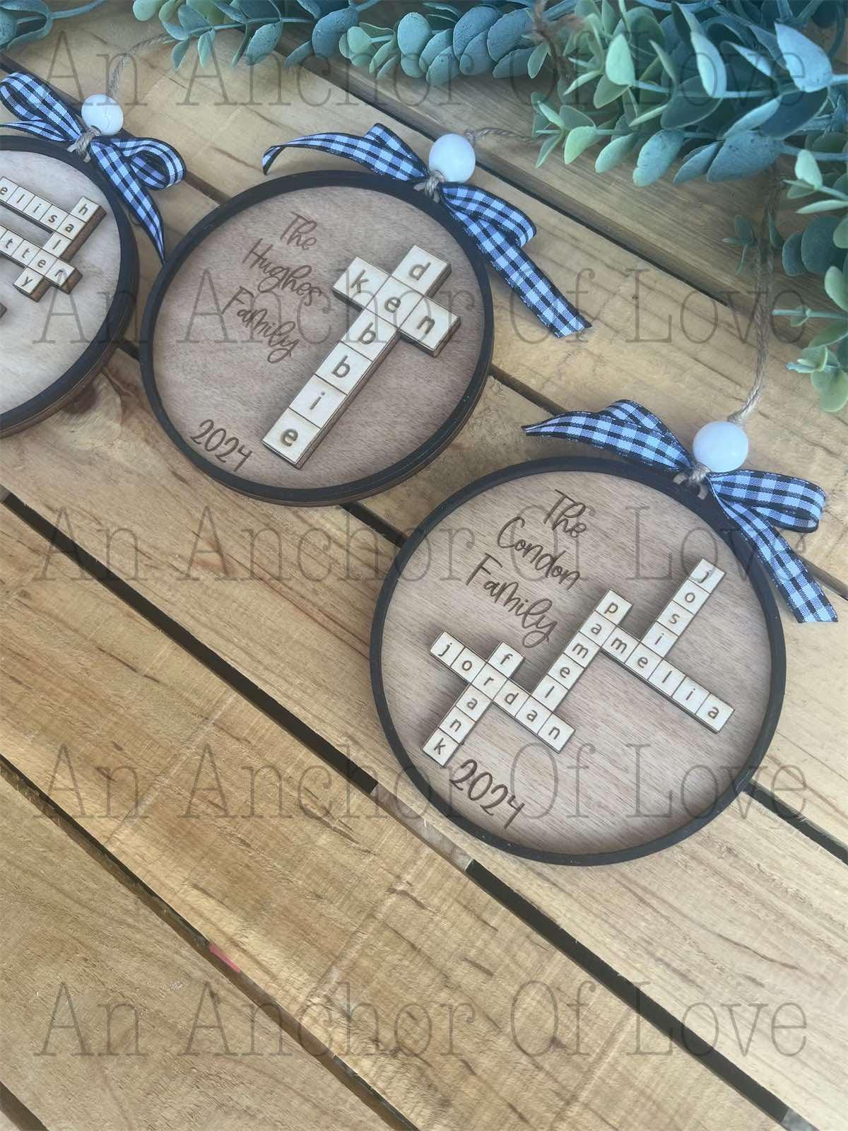 Personalized family scrabble ornament- Christmas ornament / 2024 Christmas ornament /-up to 15 names - personalized family gift