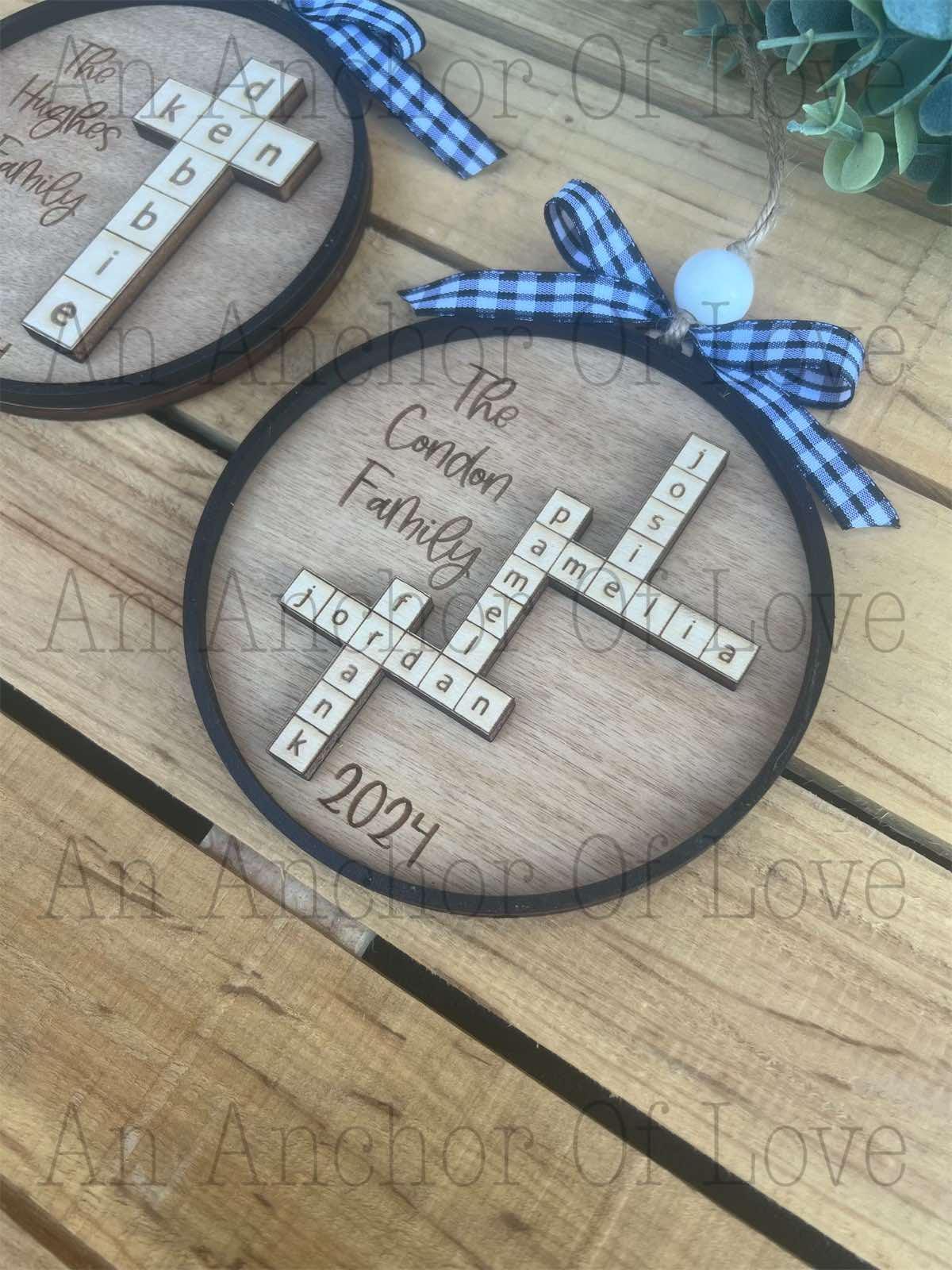 Personalized family scrabble ornament- Christmas ornament / 2024 Christmas ornament /-up to 15 names - personalized family gift