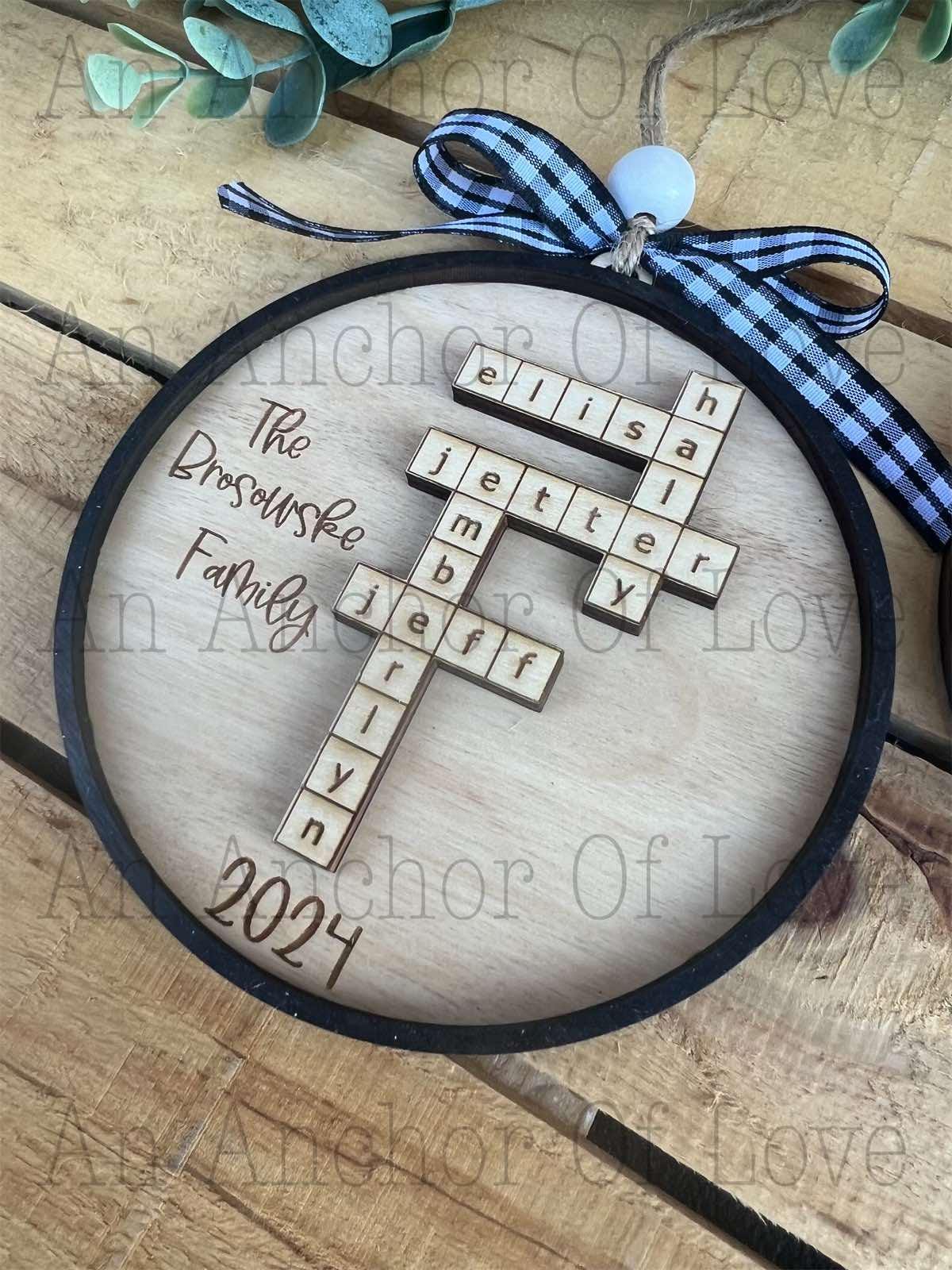 Personalized family scrabble ornament- Christmas ornament / 2024 Christmas ornament /-up to 15 names - personalized family gift