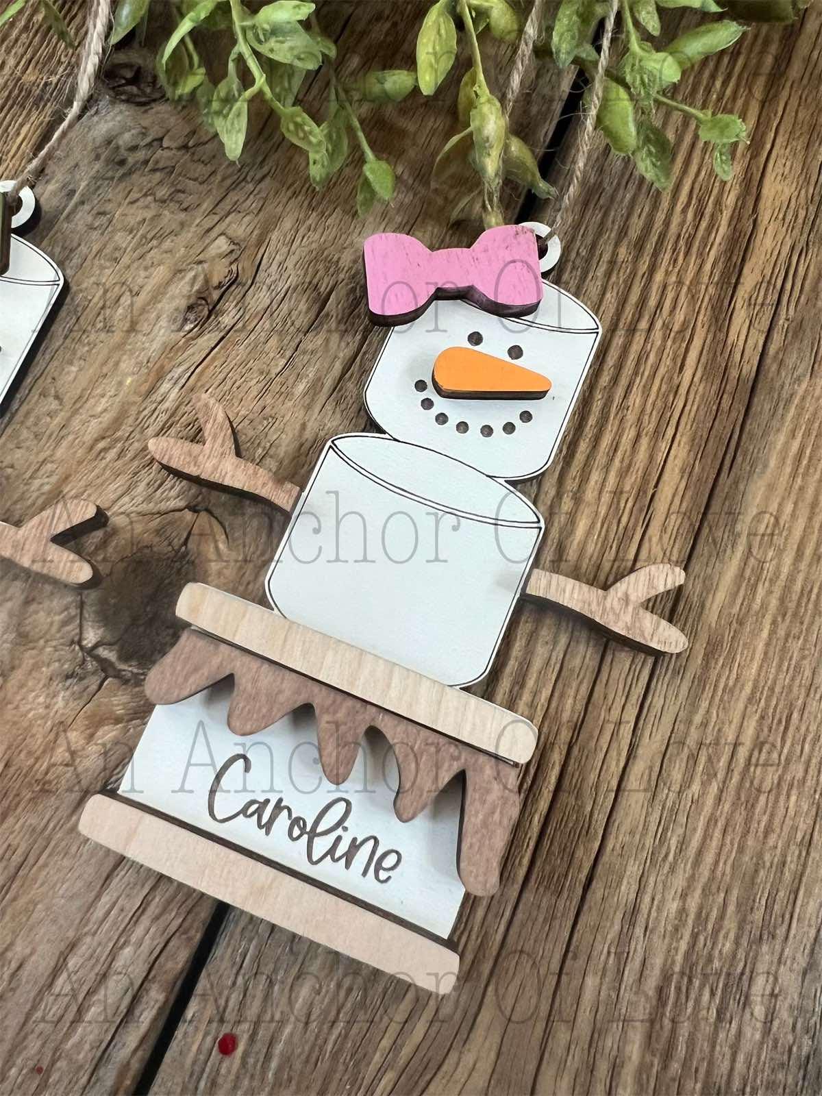 Personalized Snowman Smores Christmas ornament Christmas ornaments 2022 Christmas ornament