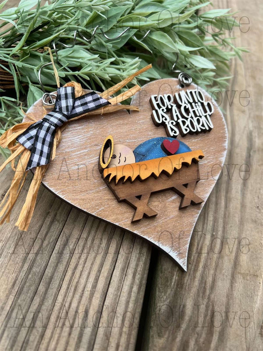 Nativity Ornament -hand painted Christmas ornament- church gift- gift for friend