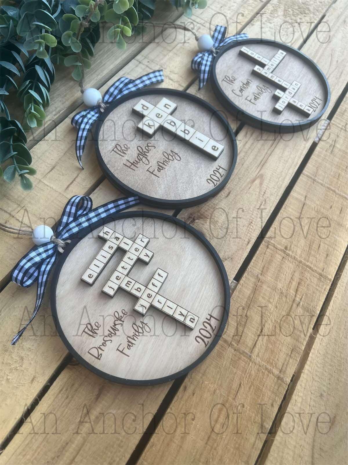 Personalized family scrabble ornament- Christmas ornament / 2024 Christmas ornament /-up to 15 names - personalized family gift