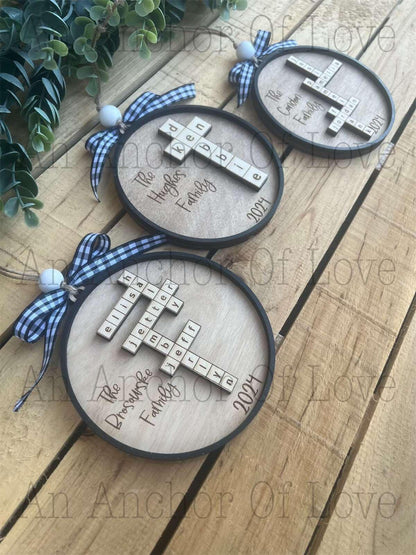 Personalized family scrabble ornament- Christmas ornament / 2024 Christmas ornament /-up to 15 names - personalized family gift