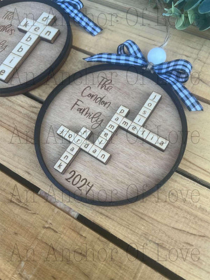 Personalized family scrabble ornament- Christmas ornament / 2024 Christmas ornament /-up to 15 names - personalized family gift