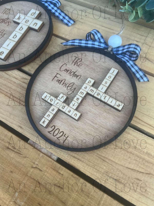 Personalized family scrabble ornament- Christmas ornament / 2024 Christmas ornament /-up to 15 names - personalized family gift