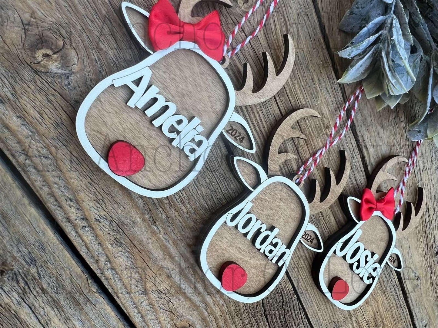 Personalized reindeer ornament for children, handmade ornament, christmas decor and gift /  Christmas ornament /