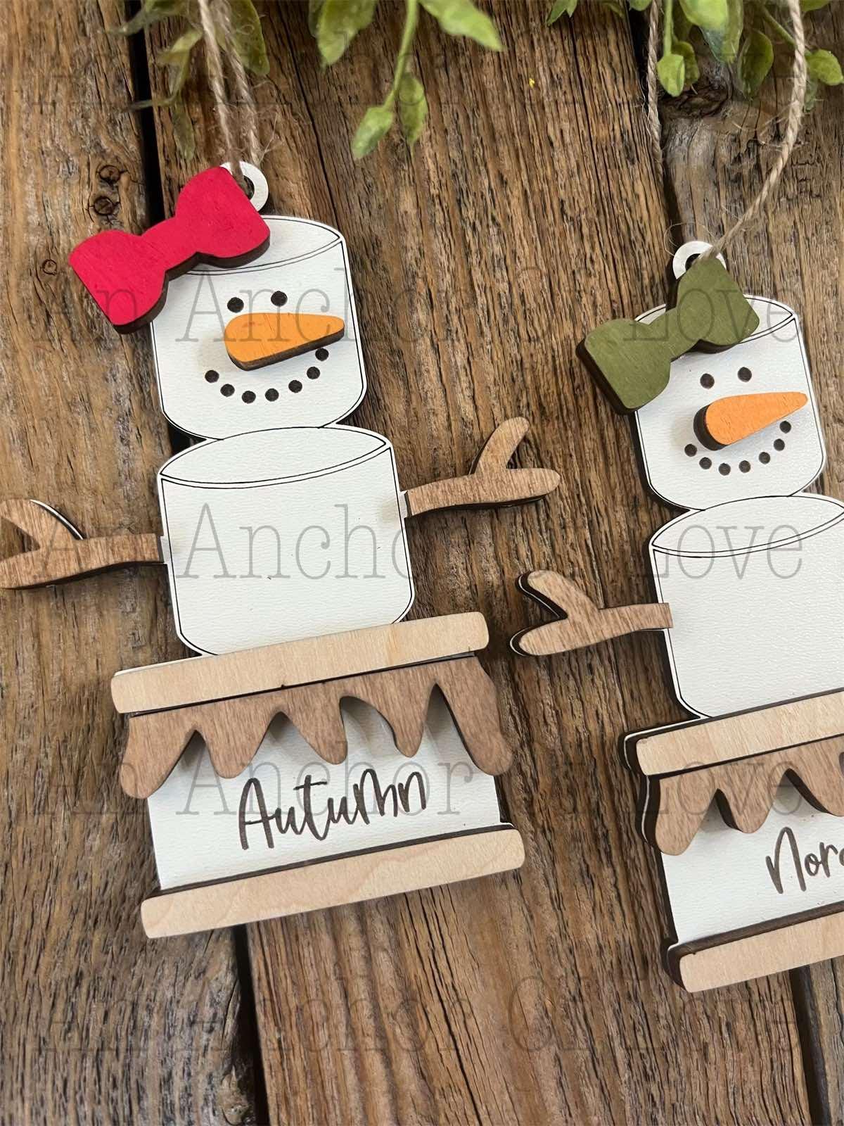 Personalized Snowman Smores Christmas ornament Christmas ornaments 2022 Christmas ornament