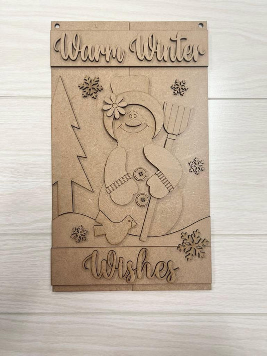 Snowman door hanger DIY Paint Kit | Laser Cut Wood Blanks | Holiday DIY Kits