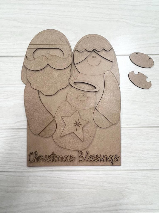 Christmas Blessing Nativity Door hanger DIY Paint Kit | Laser Cut Wood Blanks | Holiday DIY Kits