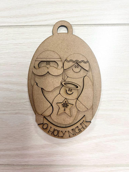 Christmas Blessing Nativity ornament DIY Paint Kit | Laser Cut Wood Blanks | Holiday DIY Kits