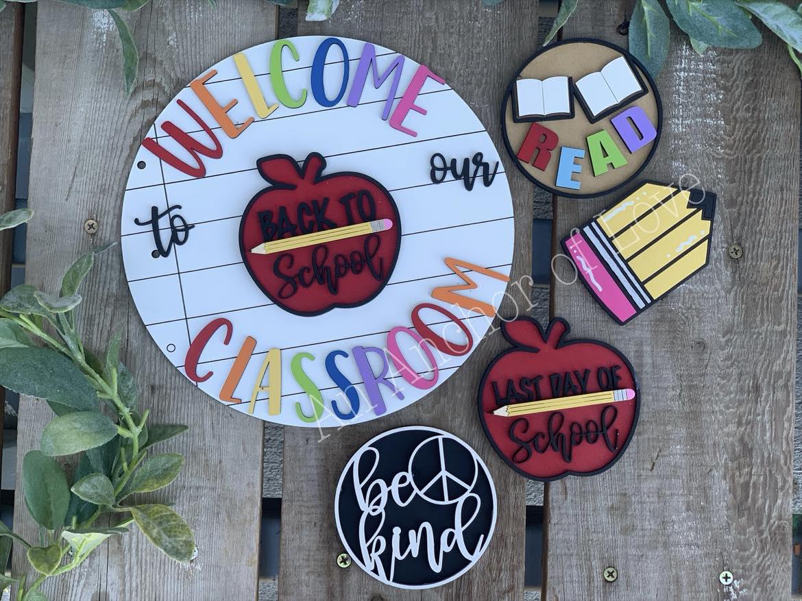 Complete set / 6 pieces/ Welcome to our classroom seasonal sign/  back to school/ teacher appreciation/  school