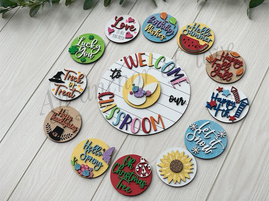Complete set / 13 pieces/ Welcome to our classroom seasonal sign/  back to school/ teacher appreciation/  school