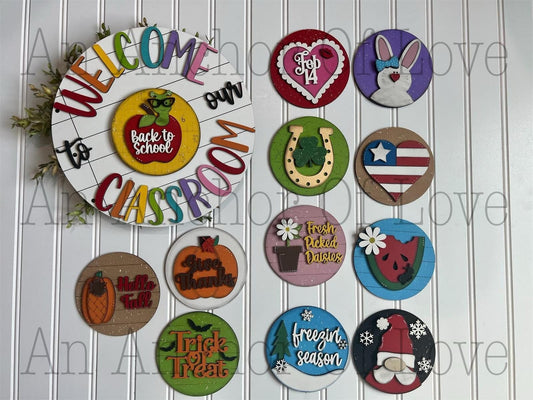 Complete set / 12 pieces/ Welcome to our classroom seasonal sign/ back to school/ teacher appreciation/ Deluxe set