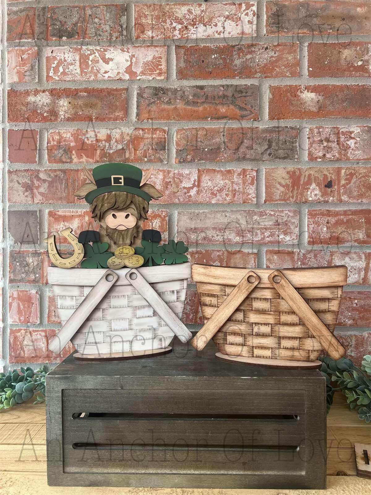 Saint Patricks day highland cow interchangeable Basket large Insert ONLY