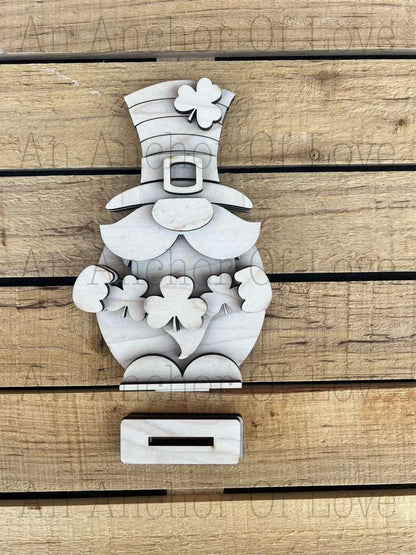 Saint Patricks day standing leprechaun gnome shelf sitter blank/ Laser cut blanks