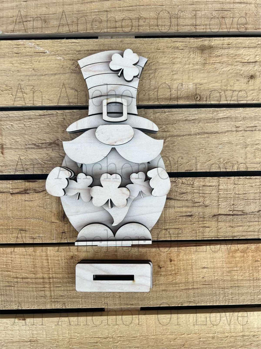 Saint Patricks day standing leprechaun gnome shelf sitter blank/ Laser cut blanks