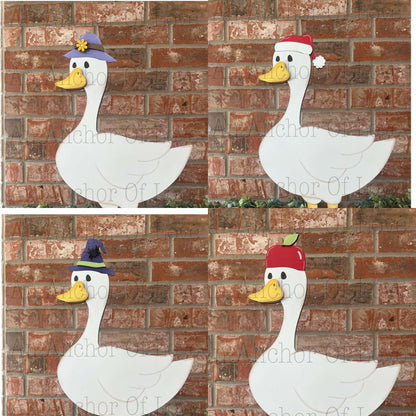 Porch Goose with Interchangeable Hats // viral porch goose Decoration //porch goose Shelf Sitter// Viral Shelf Sitter with hats