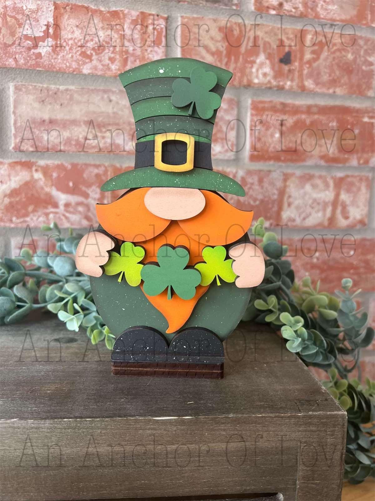 Saint Patricks day standing leprechaun gnome shelf sitter