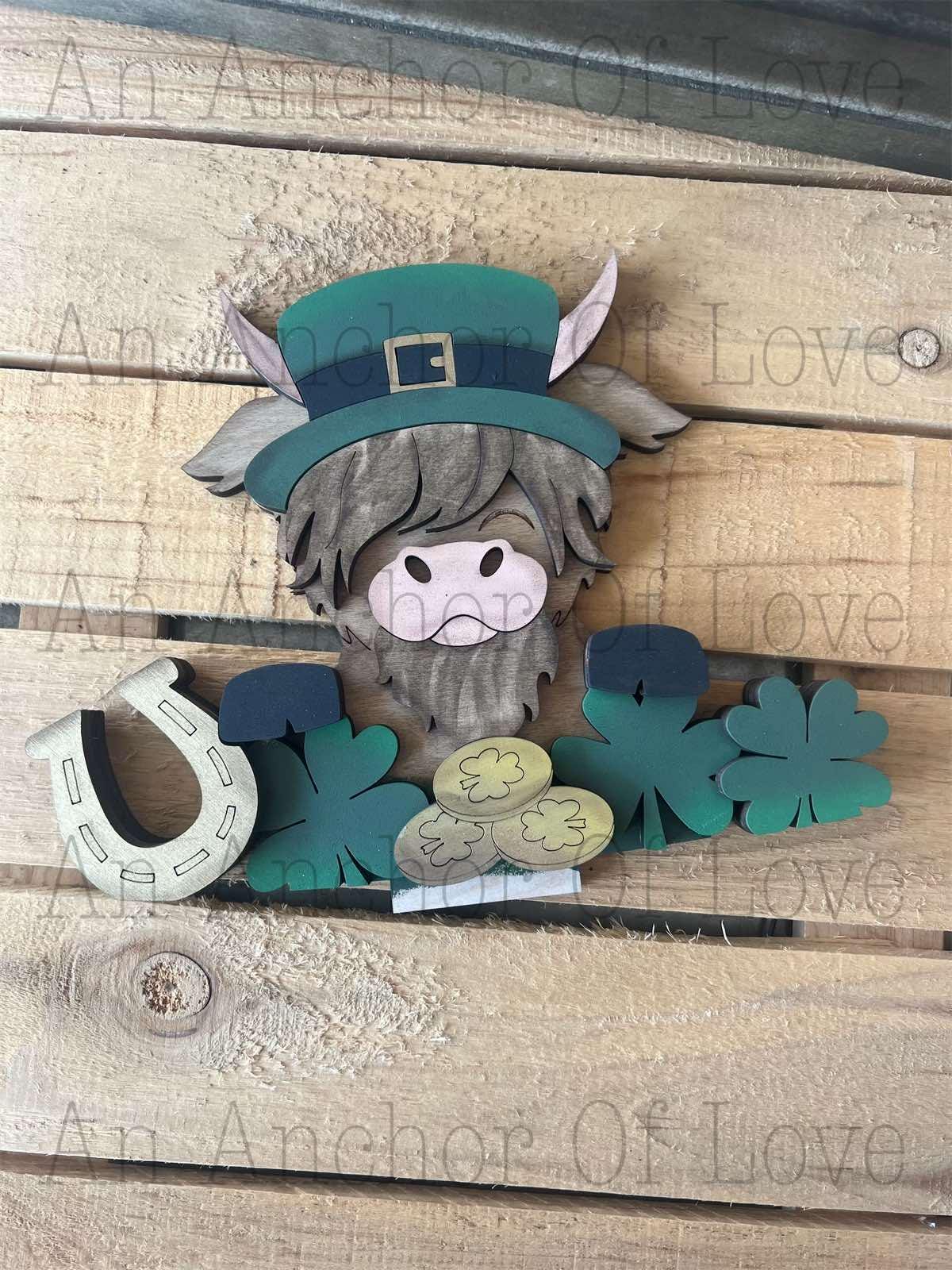 Saint Patricks day highland cow interchangeable Basket large Insert ONLY