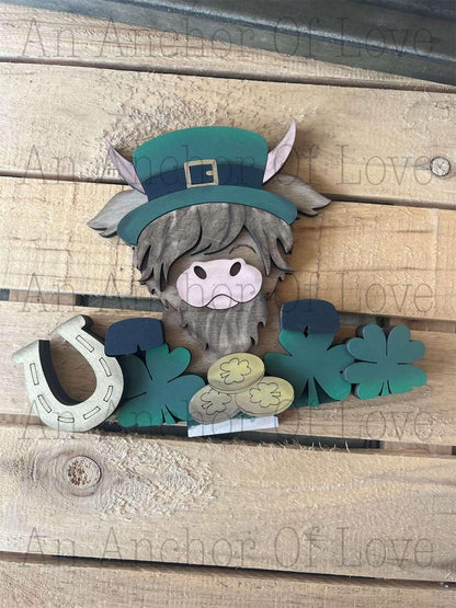 Saint Patricks day highland cow interchangeable Basket large Insert ONLY