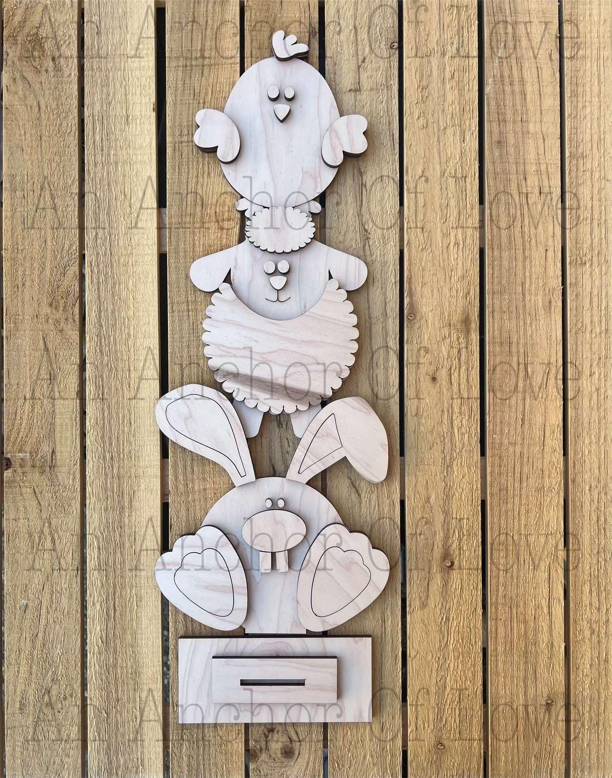 Standing Bunny, Chick, and Lamb sign-easter porch sign blank/ Laser cut blanks