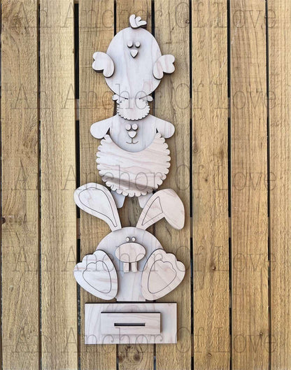 Standing Bunny, Chick, and Lamb sign-easter porch sign blank/ Laser cut blanks