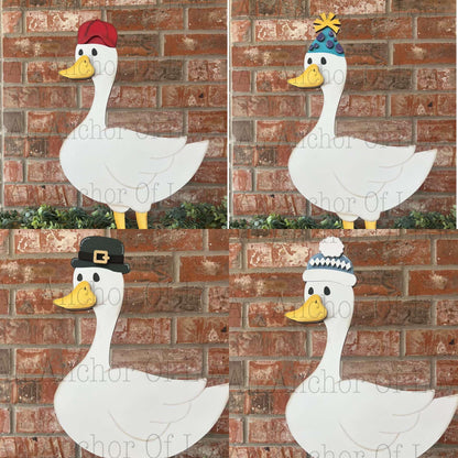 Porch Goose with Interchangeable Hats // viral porch goose Decoration //porch goose Shelf Sitter// Viral Shelf Sitter with hats