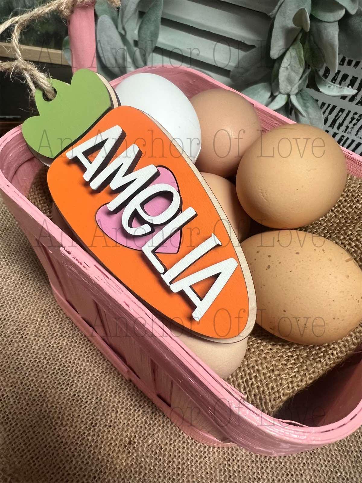 Personalized Easter Basket Tag| Easter Basket Name Tag | Carrot Easter Tag | Kids Easter Basket | Easter Basket Tag | Carrot Name Tag