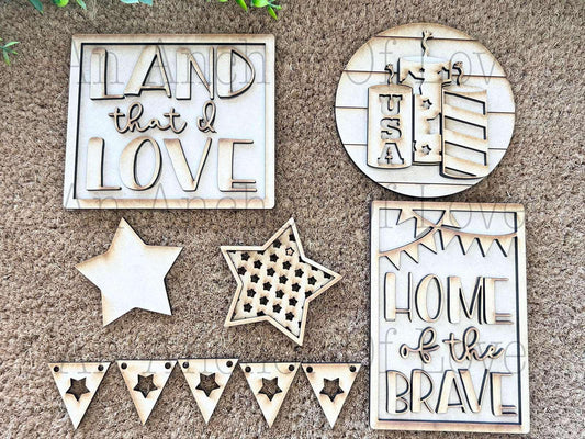 Land that I love DIY Paint Kit |  Tiered Tray Laser Cut Wood Blanks | Holiday DIY Kits