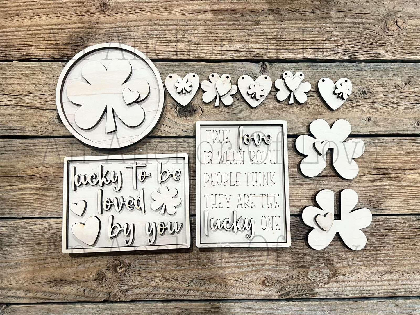 lucky in love DIY Paint Kit |  Tiered Tray Laser Cut Wood Blanks | Holiday DIY Kits