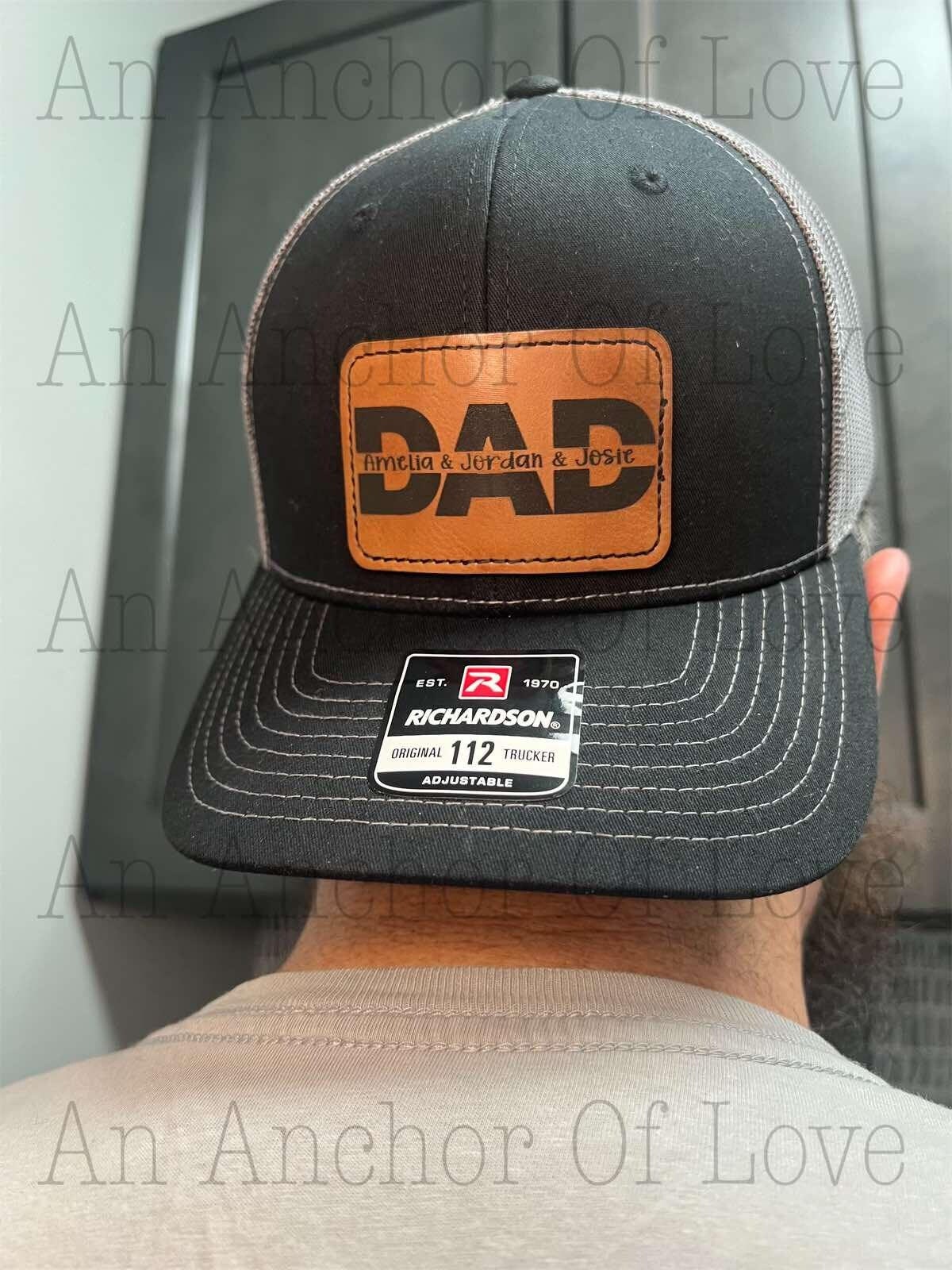 Personalized Dad Patch Hat, Dad Birthday Gift, New Dad Gift, Gift For Husband, Trucker Hat, Leather Patch Hat, Custom Hat, Fathers Day Gift