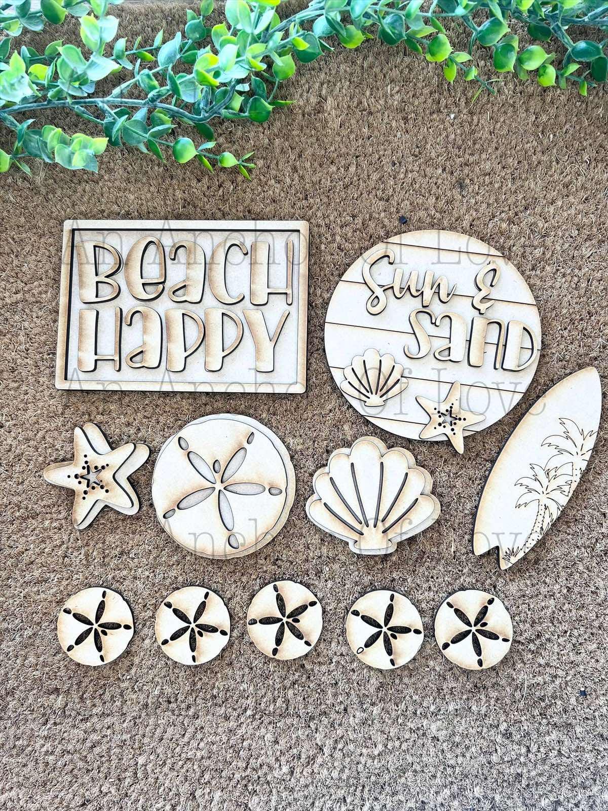 Beach day DIY Paint Kit | beach Tiered Tray Laser Cut Wood Blanks | Holiday DIY Kits