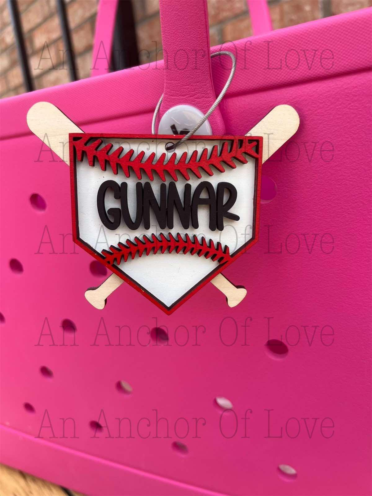 Baseball Mom Bag Tag - Baseball bag tag - Baseball Bag Tag - Baseball Charm - Baseball Bag Charm - -Personalized Baseball Bag Tag for Kids