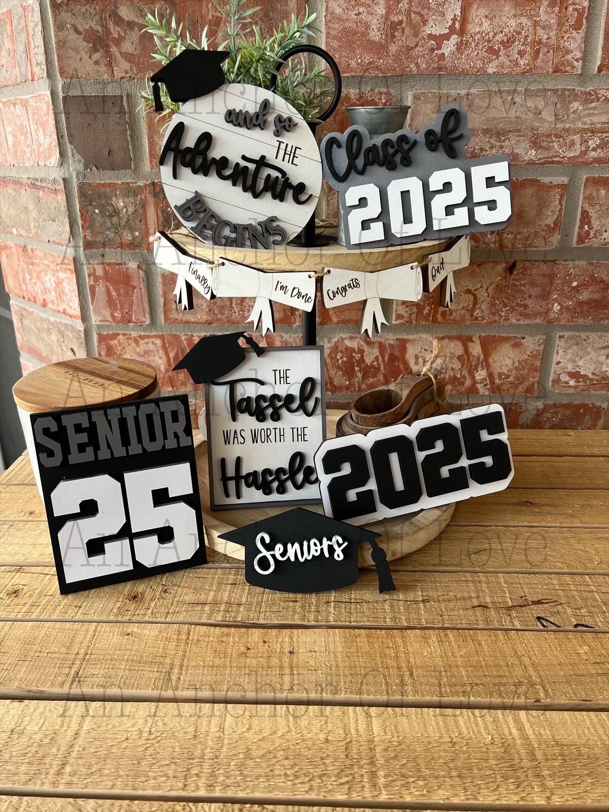 Class of 2025 graduation tiered tray set-customized with your class colors-individual pieces, full set available