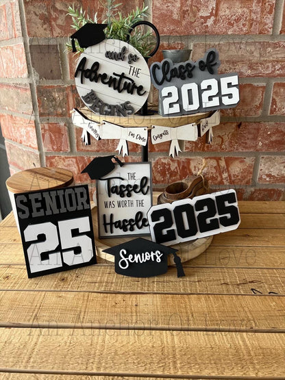 Class of 2025 graduation tiered tray set-customized with your class colors-individual pieces, full set available