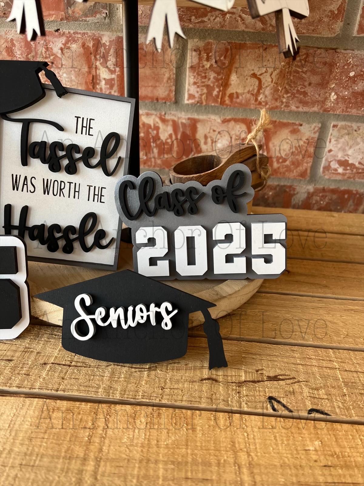 Class of 2025 graduation tiered tray set-customized with your class colors-individual pieces, full set available