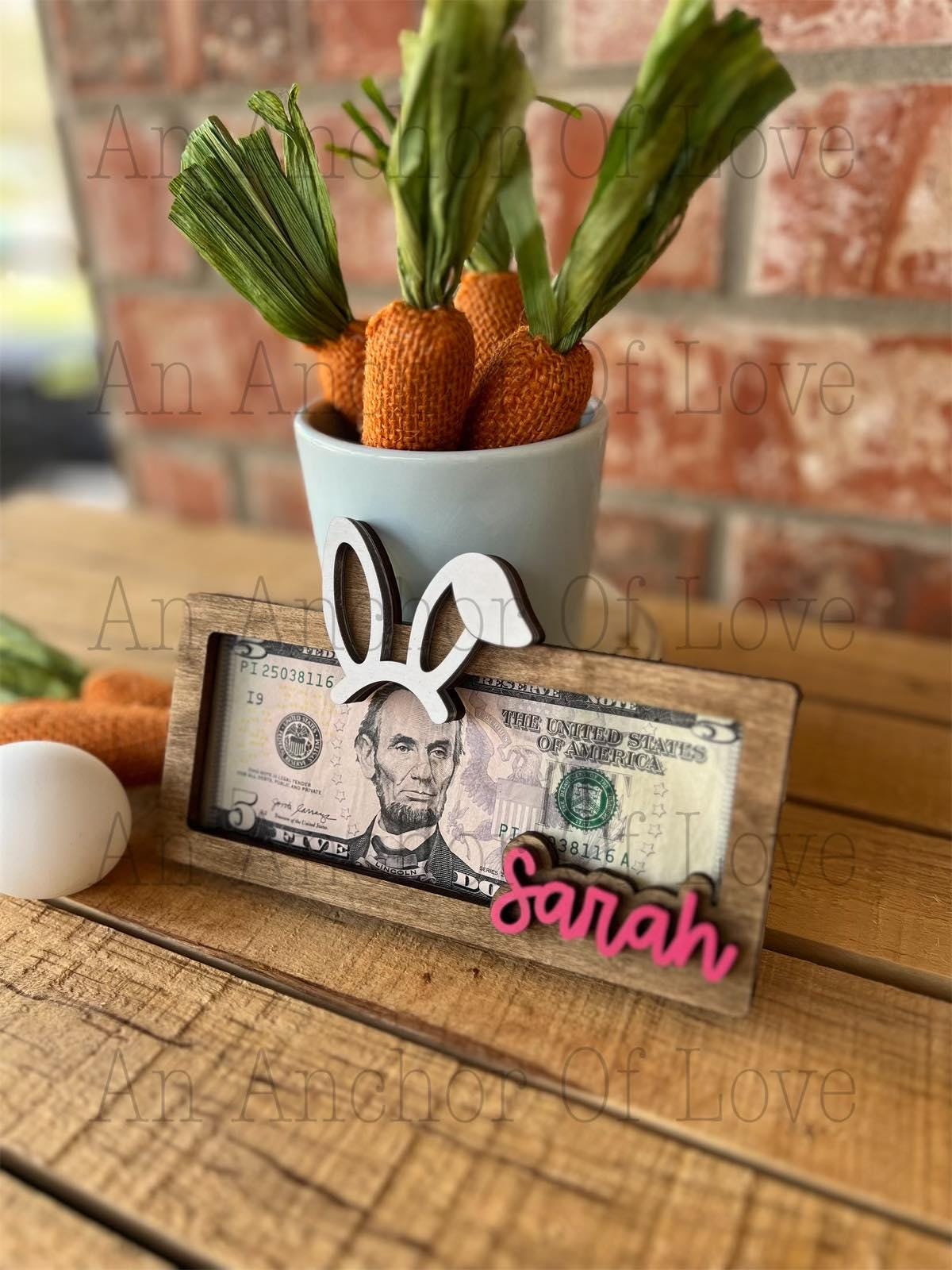 Custom Easter 2025 Bunny Money Holder, Bunny Cash Holder for Kids,  Personalized Easter Money Holder Gift FAST shipping!!!!