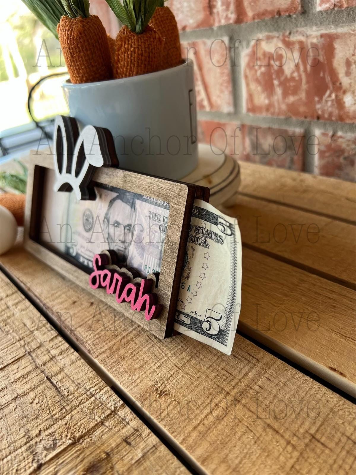 Custom Easter 2025 Bunny Money Holder, Bunny Cash Holder for Kids,  Personalized Easter Money Holder Gift FAST shipping!!!!