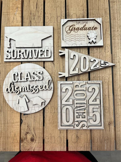 Graduation DIY Paint Kit | Grad Tiered Tray Laser Cut Wood Blanks | Graduate DIY Kits