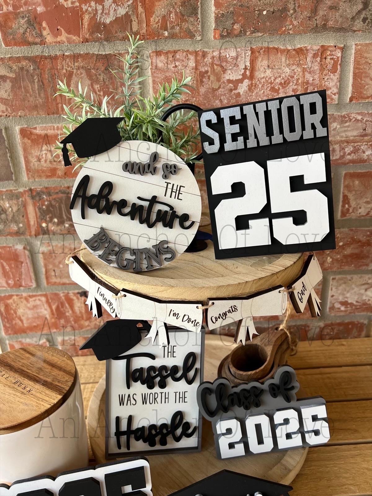Class of 2025 graduation tiered tray set-customized with your class colors-individual pieces, full set available