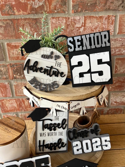Class of 2025 graduation tiered tray set-customized with your class colors-individual pieces, full set available