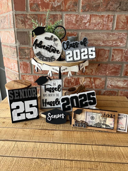 Class of 2025 graduation tiered tray set-customized with your class colors-individual pieces, full set available