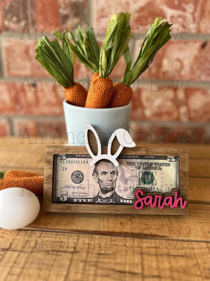Custom Easter 2025 Bunny Money Holder, Bunny Cash Holder for Kids,  Personalized Easter Money Holder Gift FAST shipping!!!!